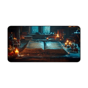 Warlock Grimoire Book of Magic Fantasy Gaming Desk Mat, Playmat, TCG Playmat, MTG Playmat, Tabletop Game RPG Play Mat, Gifts for Gamers