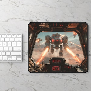Mech Attack Pilot cockpit view Sci-Fi Gaming Mouse Pad, Mecha, Video Game, Gifts for Gamers