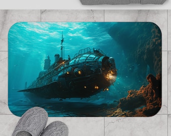Submarino Nautilus Steampunk Alfombra de baño