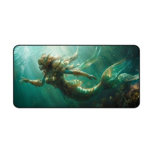 Mermaid Fantasy Gaming Desk Mat, Beautiful Merfolk, Magic Playmat, TCG Playmat, MTG Playmat, Tabletop Game RPG Play Mat, Gifts for Gamers