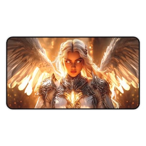 Guardian Angel Desk Mat, Angelic Playmat, MTG Gaming Accessories, Cute Office Decor, Trading Card Game Table Protector