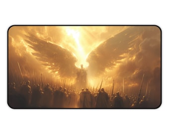 Tapete de juego de fantasía "Ángel sobre el campo de batalla", tapete de juego de Magic, tapete de juego de TCG, tapete de juego de MTG, tapete de juego de rol de mesa, regalos para jugadores.