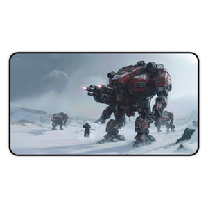 Gaming Mat, Size Matters Mech Playmat, BFG Mecha Cannon, Desk Mat Accessories, Custom Sci-Fi Desk Pad, Giant Robot Tank
