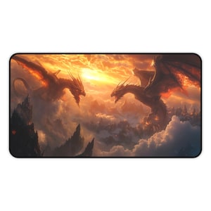 Legendäre Drachen Fantasy Gaming Schreibtischmatte, TKG Playmat, MTG Playmat, Tabletop Spiel RPG Spielmatte, Geschenke für Gamer
