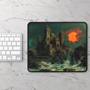 Stormswept Castle Fantasy Gaming Mouse Pad, Gifts for Gamers