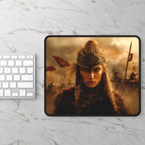Female Warrior on the Battlefield Fantasy Gaming Mouse Pad, Gifts for Gamers