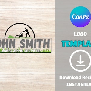 Plantilla de logotipo de paisajismo, plantilla de logotipo de Canva, logotipo editable para Canva, diseño de logotipo de bricolaje, logotipo de empresa de paisajismo, logotipo de corte de césped, logotipo