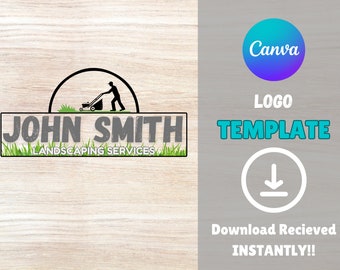 Landscaping Logo Template, DIY Editable Lawn Care Branding (Canva)