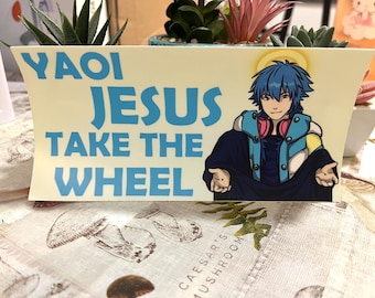 Yaoi Jesus Take the Wheel Bumper Sticker