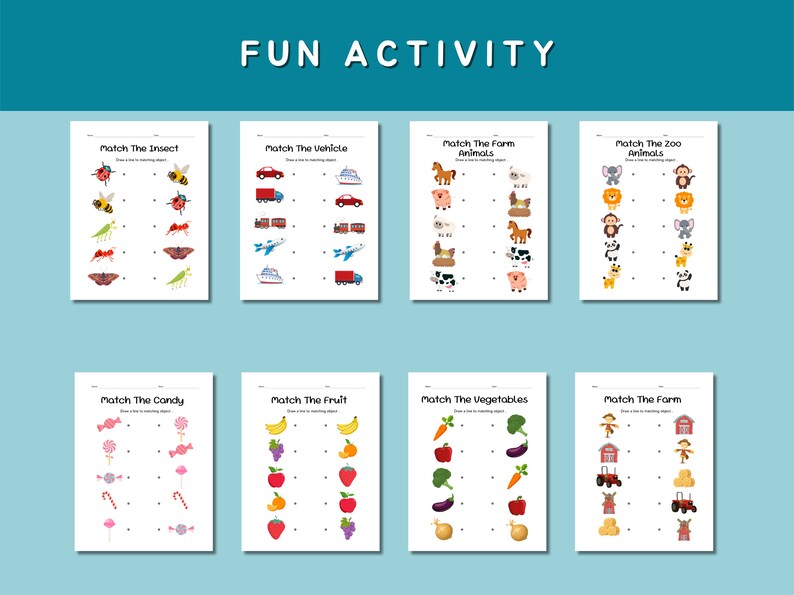 Printable Matching Worksheet, Fun and Educational Matching Game for ...