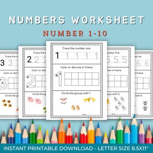 1-10 Number tracing worksheets, traceable numbers,preschool worksheets,Kids Tracing, Handwriting Practice,Printable Toddlers activity sheet