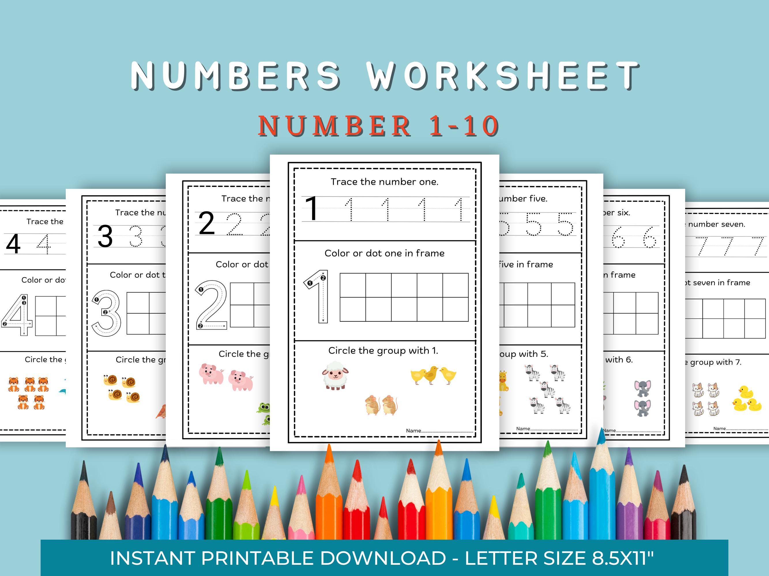 1-10 Number Tracing Worksheets, Traceable Numbers,preschool Worksheets ...