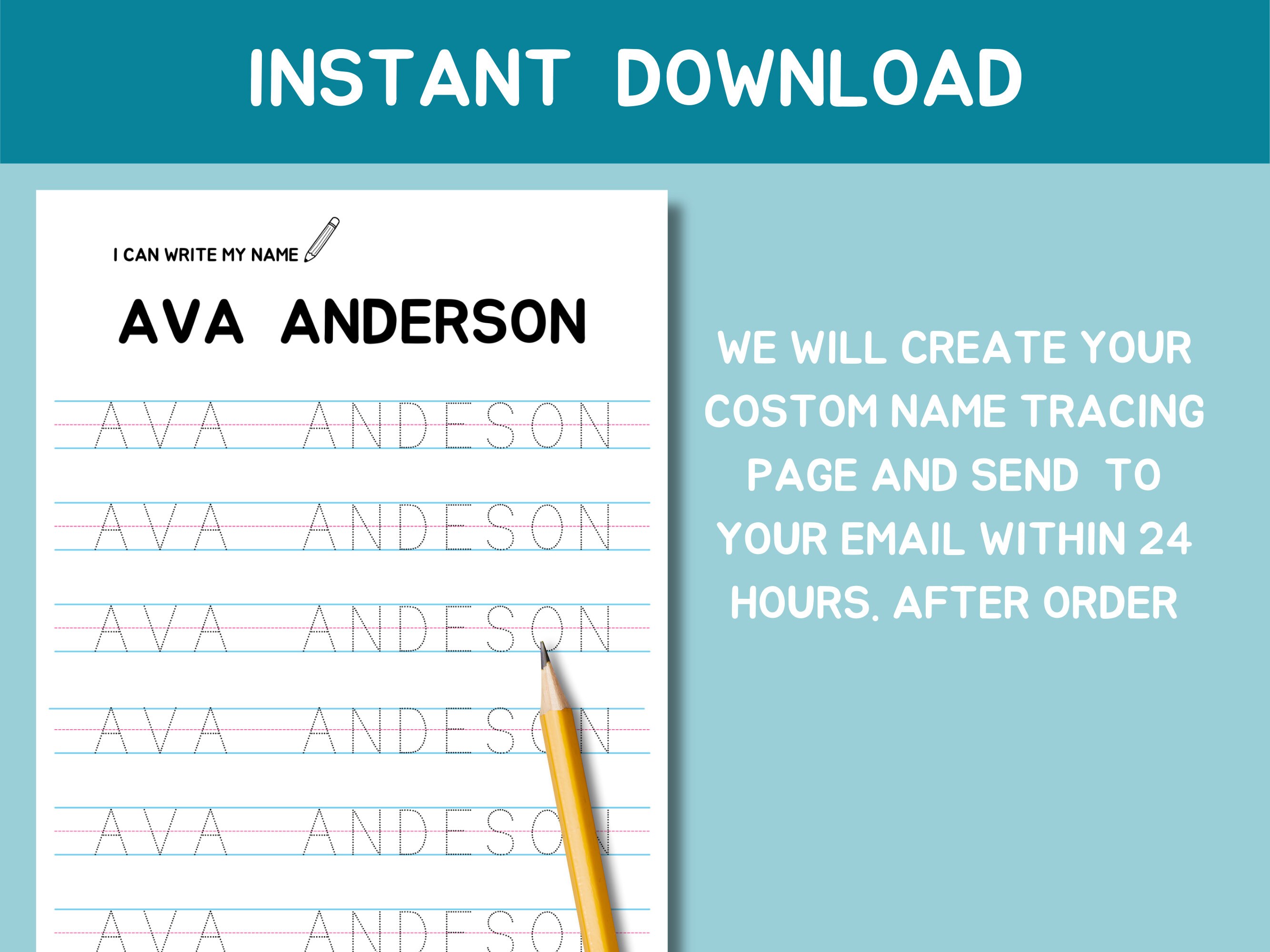 Custom Printable Handwriting Practice for Kids, Personalized Name ...