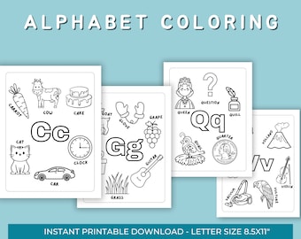 Alphabet Coloring Pages, Preschool Coloring Pages, Educational ABC Learning Activity, Preschool Printable, Preschool Worksheet
