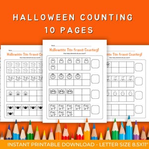 Halloween 10 Frame Counting Activity, Digital Download,Fun Early Math Practice for Preschool &Kindergarten, Halloween-Theme,Daycare Activity