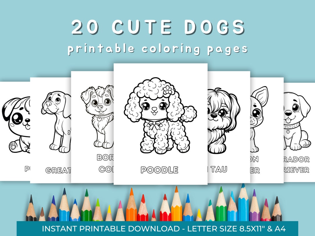 Cute Dogs Coloring Page for Kids ,toddler,preschooler Learning ...