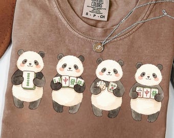 Panda Mahjong Shirt, Comfort Colors® Tee & Sweatshirt, Cute Mahjong Gift, Panda Mah Jongg Shirt, Game Night Tee, Women's Mahjong Shirt