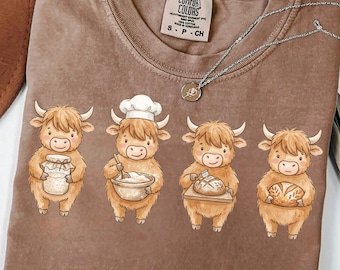 Highland Cow Sourdough Shirt, Comfort Colors® Tee & Sweatshirt, Cute Bread Baker Gift, Sourdough Starter Tee, Highland Cow Lover Gift