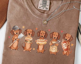 BBQ Dachshund Shirt, Comfort Colors® Tee & Sweatshirt, Funny BBQ Dad Gift, Wiener Dog Grill Shirt, Grill Master Tee