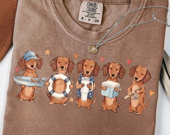 Lake Life Dachshund Shirt, Comfort Colors® Tee & Sweatshirt, Lake Dad Gift, Funny Wiener Dog Shirt, Cabin Weekend Tee, Father's Day Gift