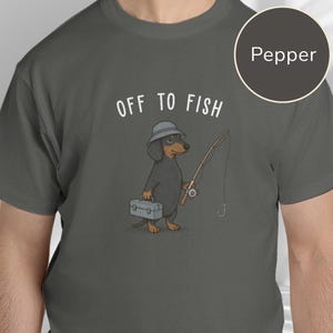 Comfort Colors® Fishing Dad Shirt, Dachshund Fishing Shirt, Fisherman Gift, Wiener Dog Tee, Dog Dad Shirt, Fishing Lover Gift image 9