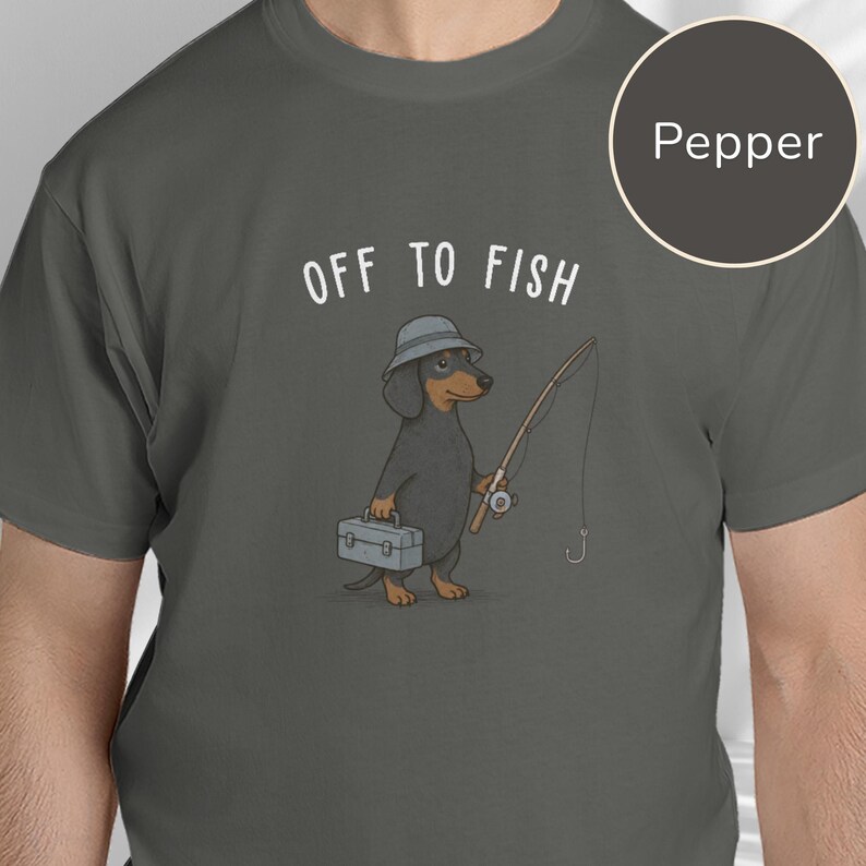 Comfort Colors® Fishing Dad Shirt, Dachshund Fishing Shirt, Fisherman Gift, Wiener Dog Tee, Dog Dad Shirt, Fishing Lover Gift image 9