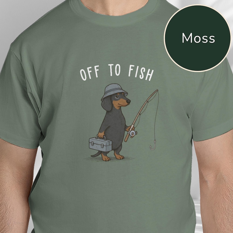 Comfort Colors® Fishing Dad Shirt, Dachshund Fishing Shirt, Fisherman Gift, Wiener Dog Tee, Dog Dad Shirt, Fishing Lover Gift image 6