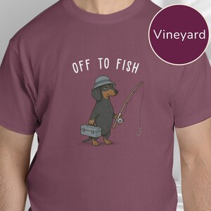 Comfort Colors® Fishing Dad Shirt, Dachshund Fishing Shirt, Fisherman Gift, Wiener Dog Tee, Dog Dad Shirt, Fishing Lover Gift image 7