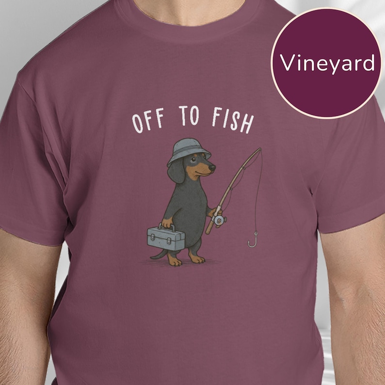 Comfort Colors® Fishing Dad Shirt, Dachshund Fishing Shirt, Fisherman Gift, Wiener Dog Tee, Dog Dad Shirt, Fishing Lover Gift image 7