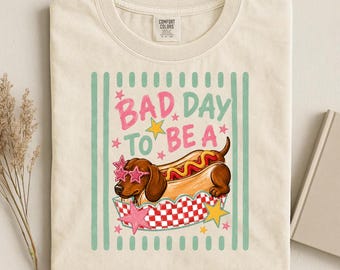 Comfort Colors® Funny Dachshund Shirt, Bad Day To Be A Hot Dog Tee, Wiener Dog Lover Gift, Dog Mom Shirt, Patriotic Dog Sweatshirt