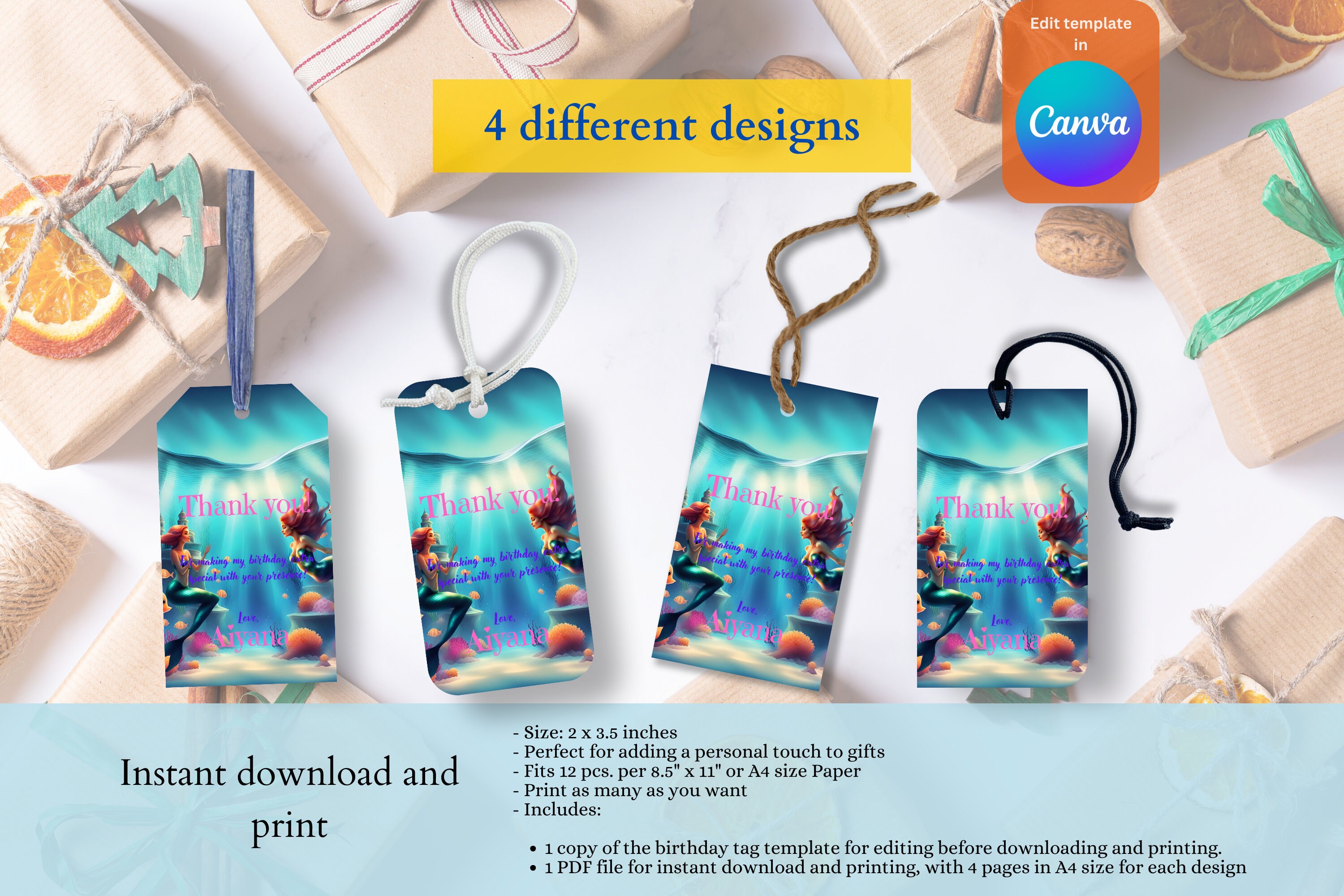 Editable Mermaid Birthday Invitation Mermaid Birthday Invite Girls ...