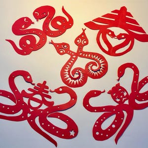 Ano da Serpente - Modelos de Corte de Papel Chinês. Inclui 5 modelos diferentes. Pacote B