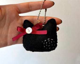 Mari Kitty Cat Head felt keychain