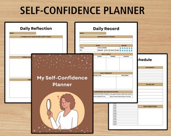 Self Confidence Daily Planner, Mental Health and Self Love Journal, Confidence Worksheets, Affirmations for Wellness, Printable Planner