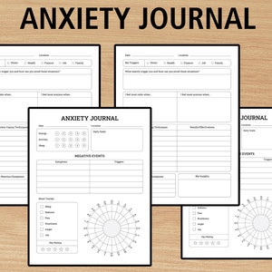 Anxiety Journal for Mental Health and Wellness, Therapy Journal, Self Care and Mindfulness Companion, Gratitude & Mood Tracker