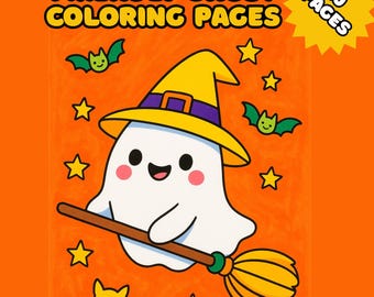 Kawaii Ghost Coloring Pages: 20 Halloween Printable Sheets (Digital Download)