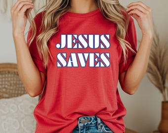Patriotic Christian Comfort Colors T Shirt: Jesus Saves
