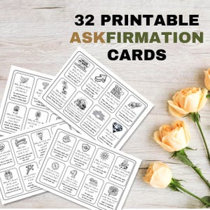 32 cartes imprimables Askfirmation pour une image positive de soi - Jeu de cartes esprit minimaliste en noir et blanc