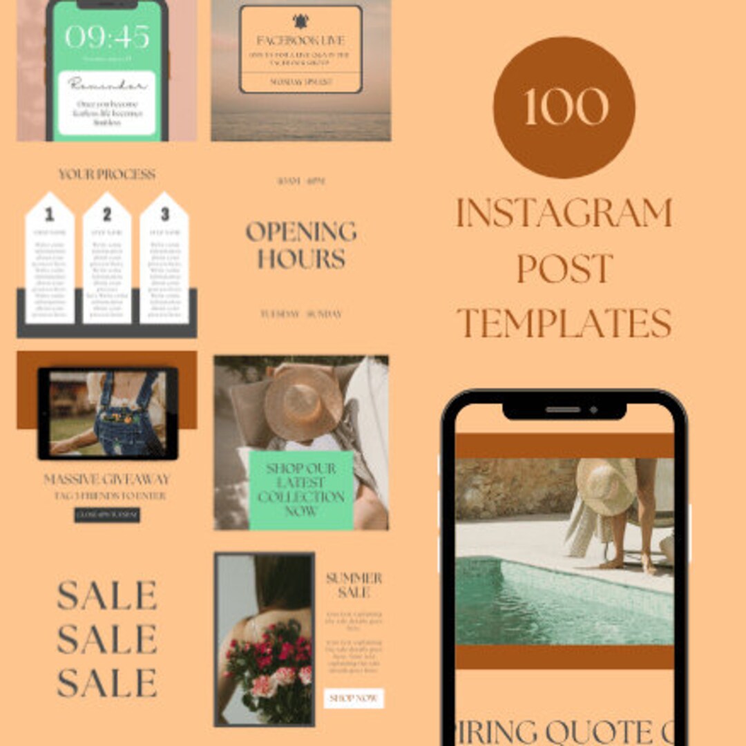 100 Instagram Post Canva Templates - Etsy