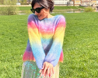 Super Kid Mohair Jumper (Hand-Knitted, Colorful)