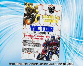 Personalize Transformers Birthday Invitation, RESCUE BOTS Birthday Invitation, Transformers Invitation, Digital Printable