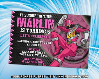 Editable Power Rangers Birthday Invitation, Power Rangers Invitation, Animated Invitation