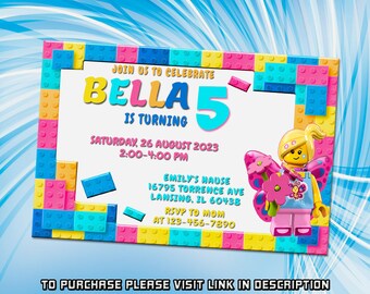 Building Blocks Birthday Invitation, Building block invitation, printable editable invitation template, constructor invite template