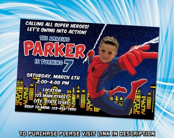 Personalize Spiderman birthday invitation, Super hero Birthday invitation, Avengers birthday invitation