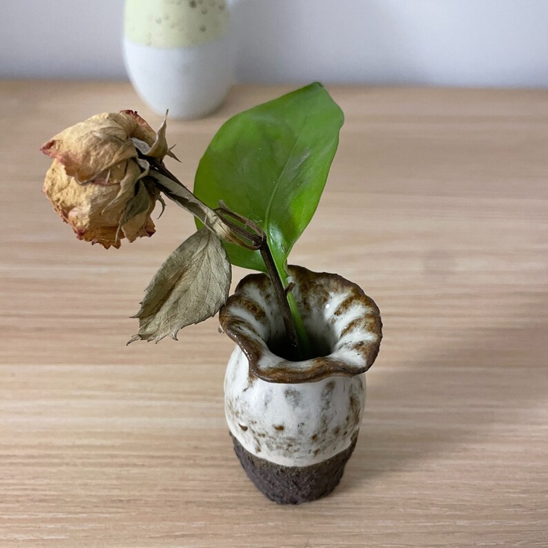 Handmade Vintage Rustic Mini Flower Vase, Handmade Pottery Small Vase