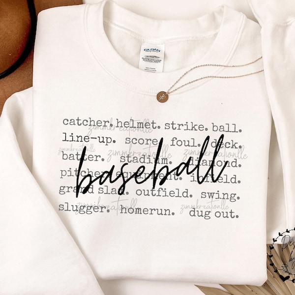 Typography Word Baseball PNG Digital Download Baseball Softball Shirt