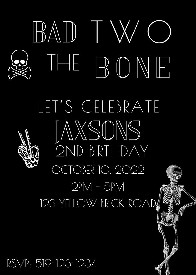 Bad Two the Bone Birthday Invitation L Instant Digital Download L ...