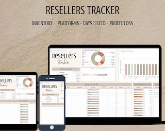 Rastreador de inventario y ventas para revendedores / Plantilla de Hojas de cálculo de Google / Reventa en línea l Pequeña empresa l Comercio electrónico l Múltiples plataformas l Trabajo secundario