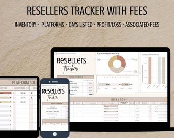 Reseller Tracker WITH FEES Inventory & Sales  | Google Sheet | Online Reselling l Small business l Ecommerce l Multiple Platforms l Side gig