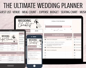 Digital Wedding Planner: Google Sheets, Budget, Checklist (Instant Download)